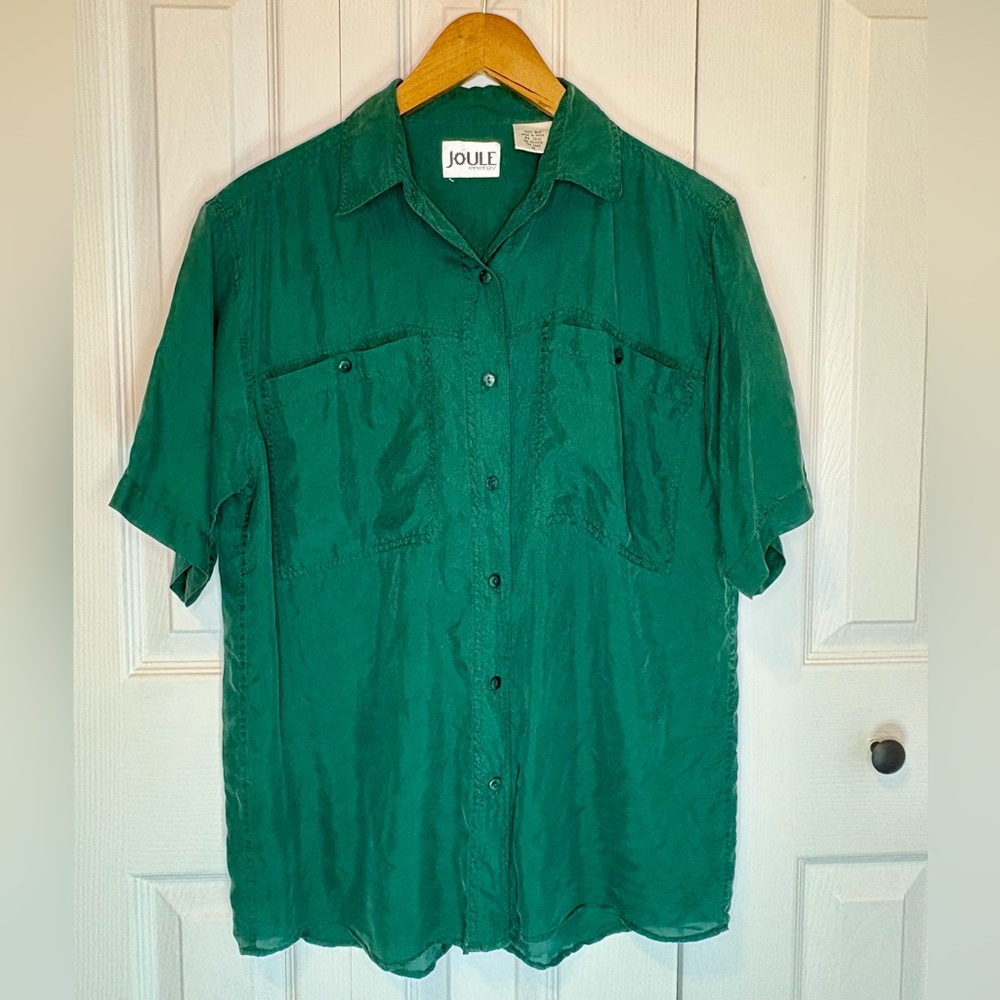 Joule Energy Emerald Green Short Sleeve Silk Shirt